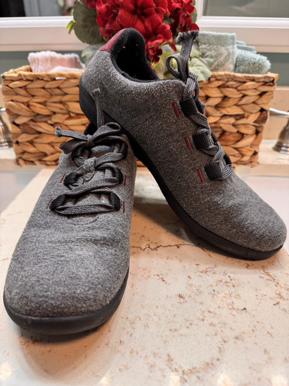 Earth Origins Loretta Gray Wool Blend Sneakers Lace Up Casual Shoes Women's 10M